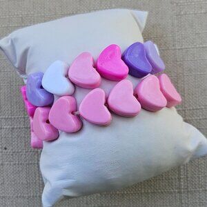 Bracelet lot of 2 PinkMulti Color Plastic Wrist Band Stretched Bracelet Jewelry